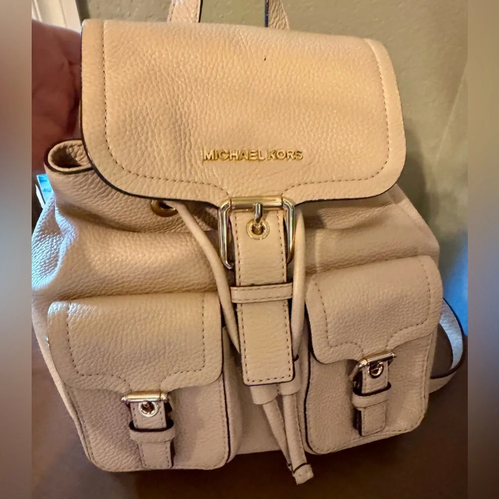 Michael Kors Beige/Tan Pebbled Leather Backpack